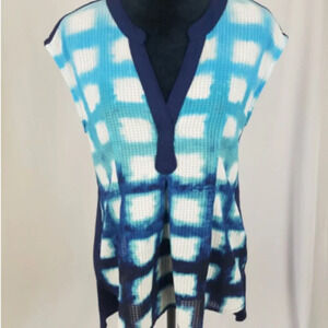 Anthropologie 9-HI5 STCL sleeveless blue and white top - XS
